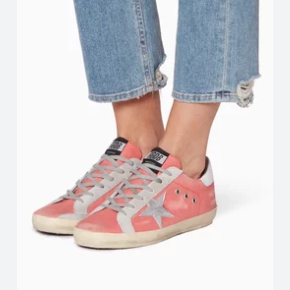 Golden Goose Superstar Coral Pink and Gray Sneakers with Silver Star size 38 - Picture 2 of 12